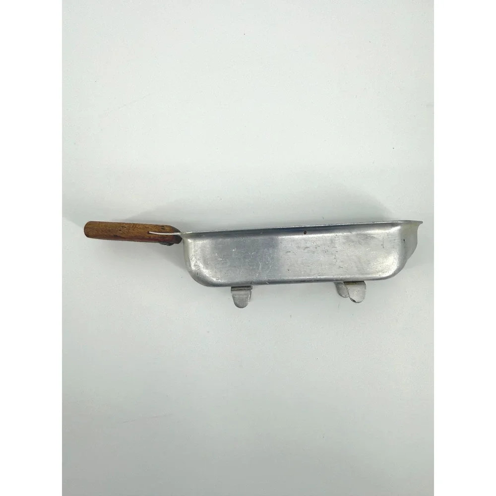Vintage Aluminum Corn Butterer Melting Pan Wood Handle Silver Mid-Century MCM